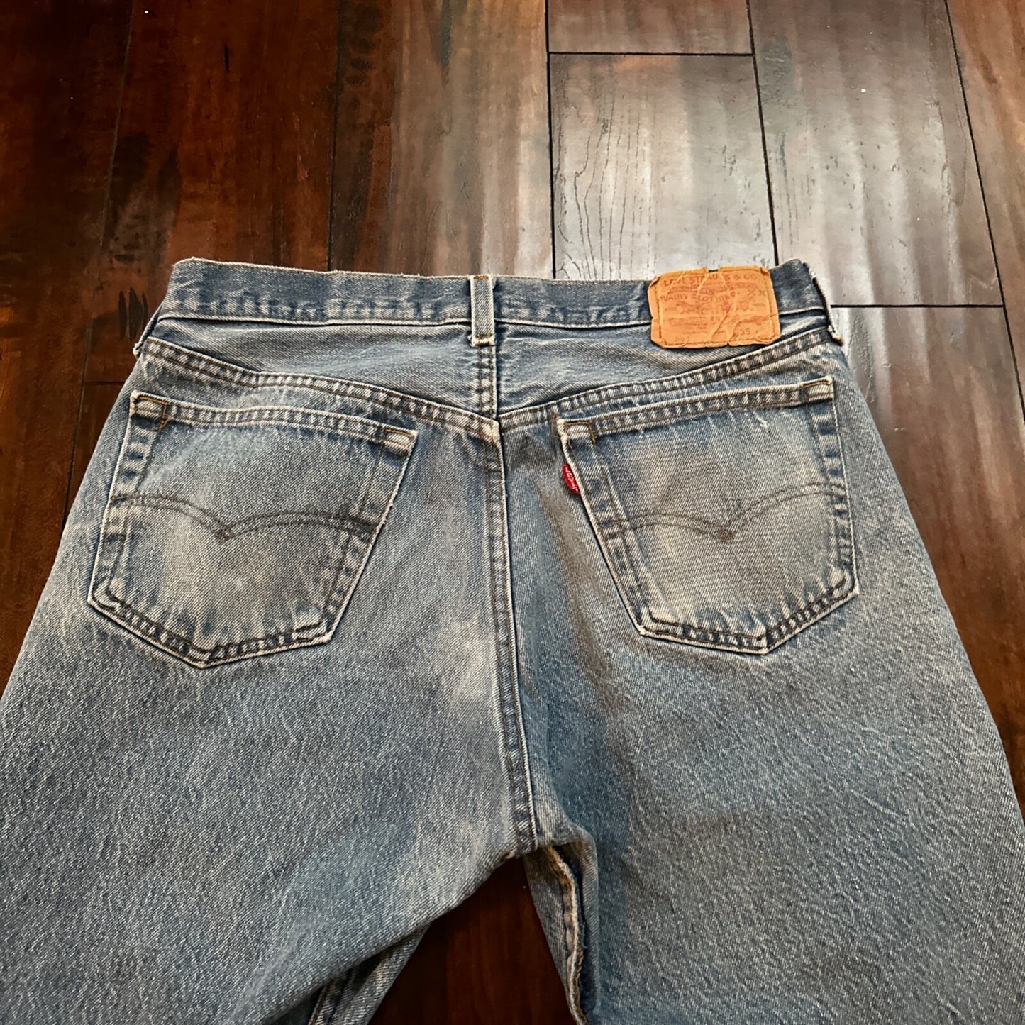 VTG 80s Levis 501 Button Fly 35x32 USA Tag Jeans Straight Wash Blue XX Act 31x31