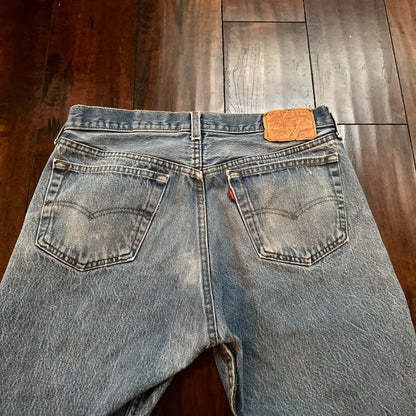 VTG 80s Levis 501 Button Fly 35x32 USA Tag Jeans Straight Wash Blue XX Act 31x31