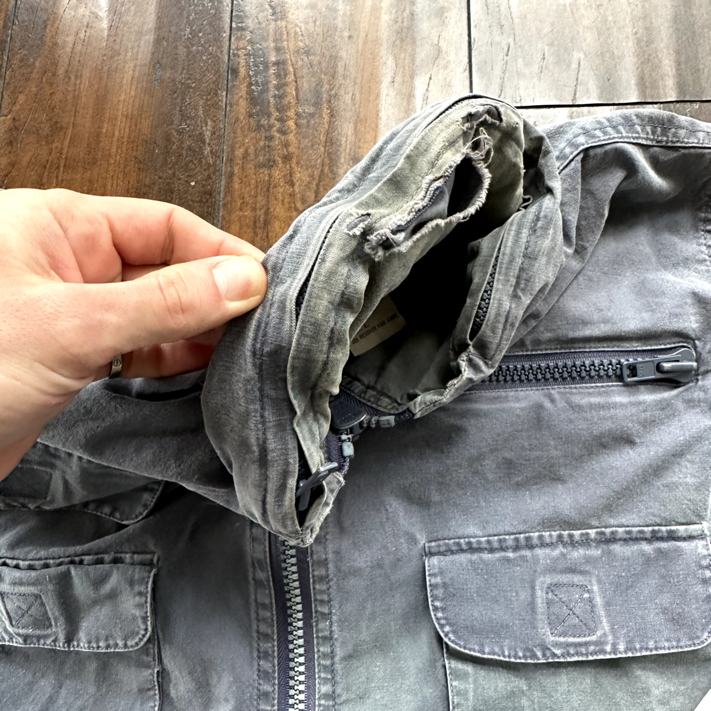 Banana Republic VINTAGE Safari Vest Mens Large Blue Pockets Cargo 90s Zipper