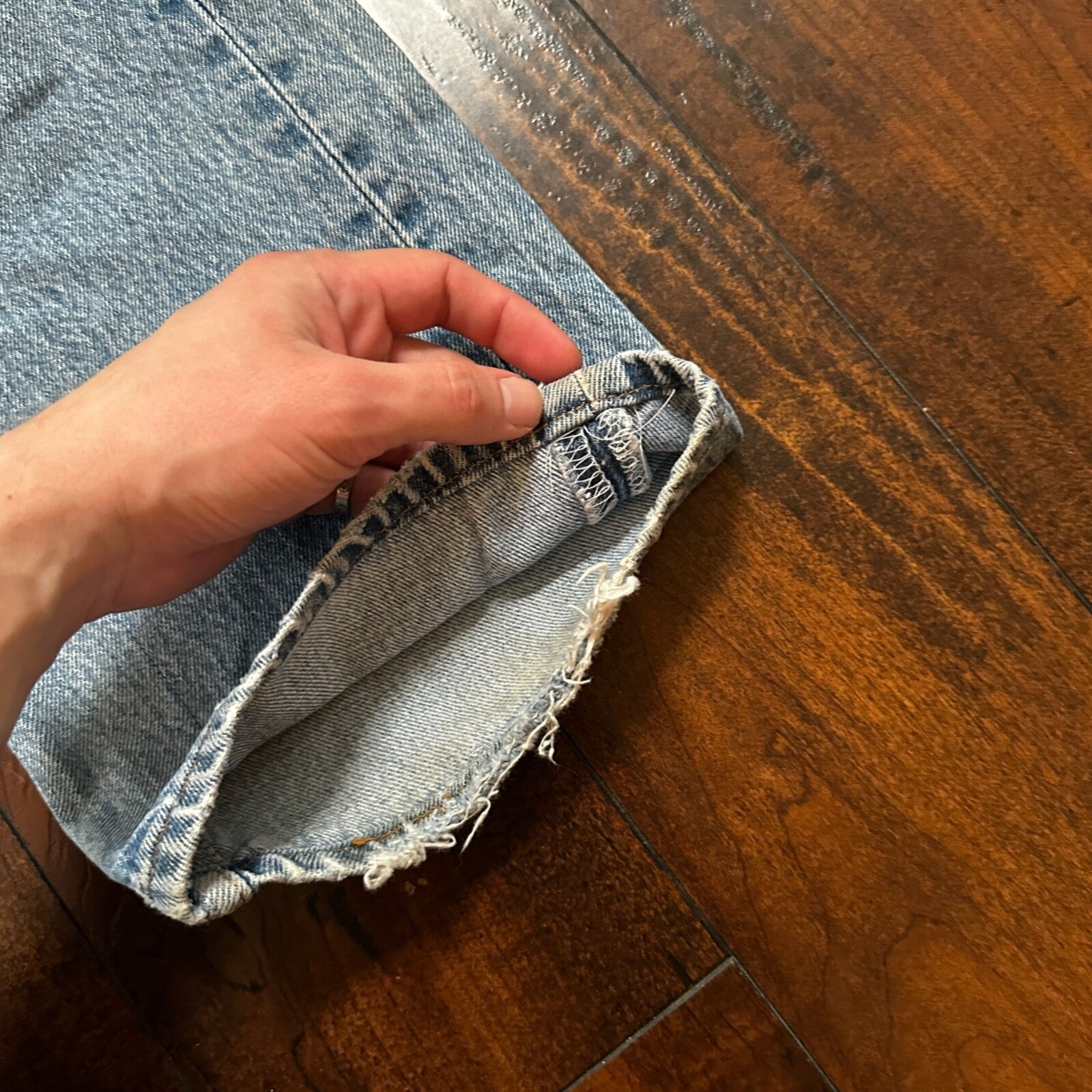 VTG 90s Levis 501 Button Fly 38x33 USA Tag Jeans Straight Wash Blue XX Act 34x28