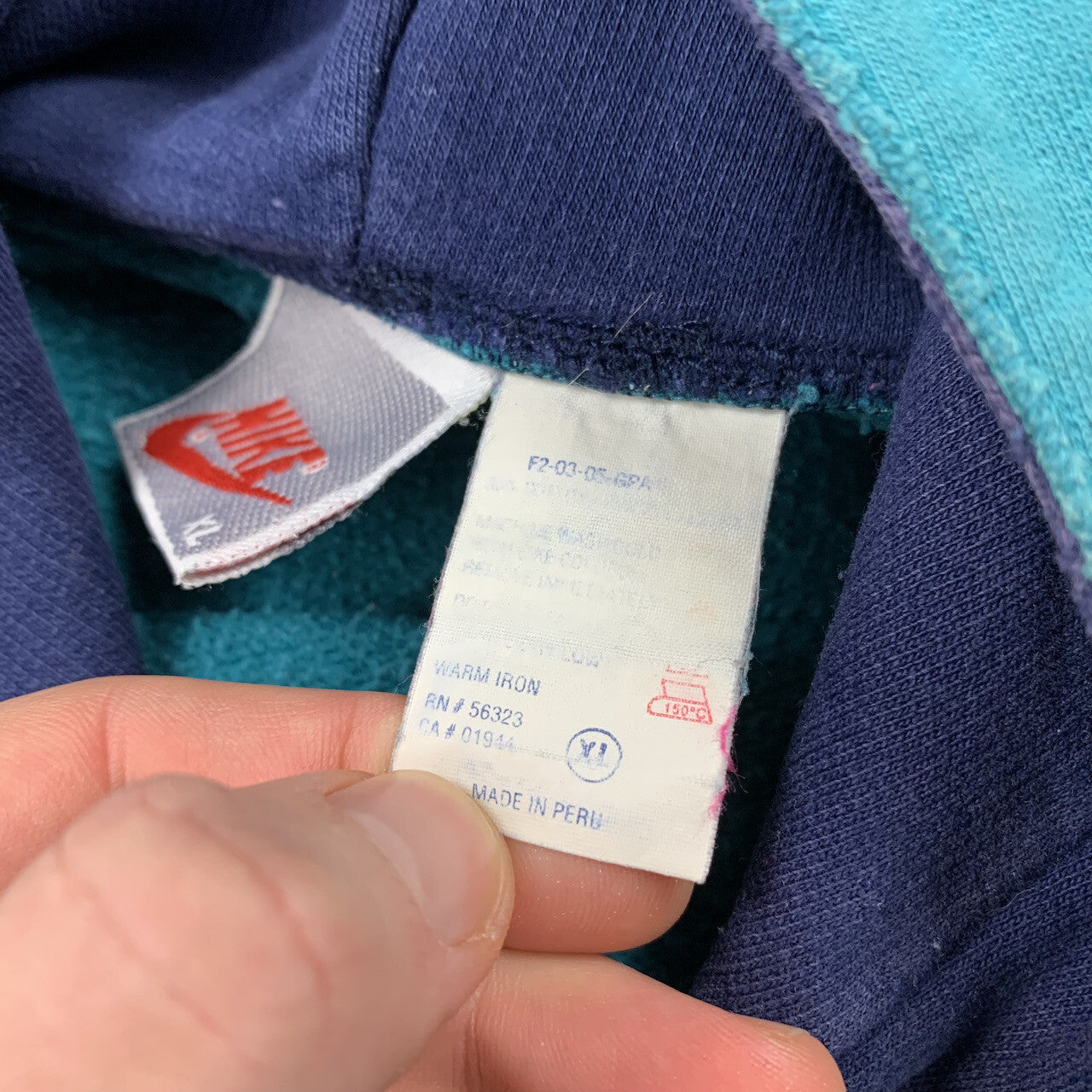 Nike Vintage Sweatshirt Mens T Shirt Tonal Hoodie Center Swoosh Blue 80s Rap