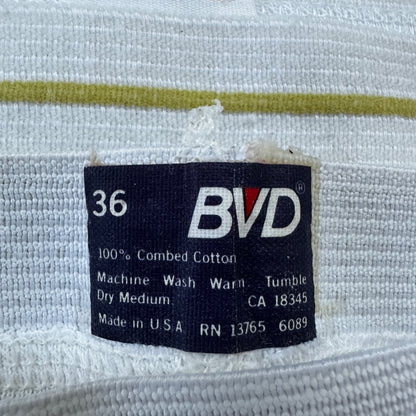 BVD Briefs Men Size 36 White Cotton Stripes 3 Pair VTG USA Lot 1970s 70s M