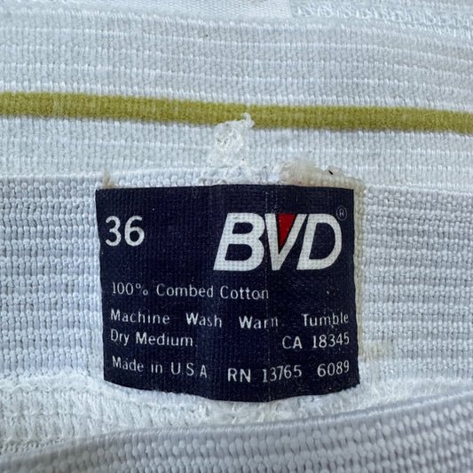 BVD Briefs Men Size 36 White Cotton Stripes 3 Pair VTG USA Lot 1970s 70s M