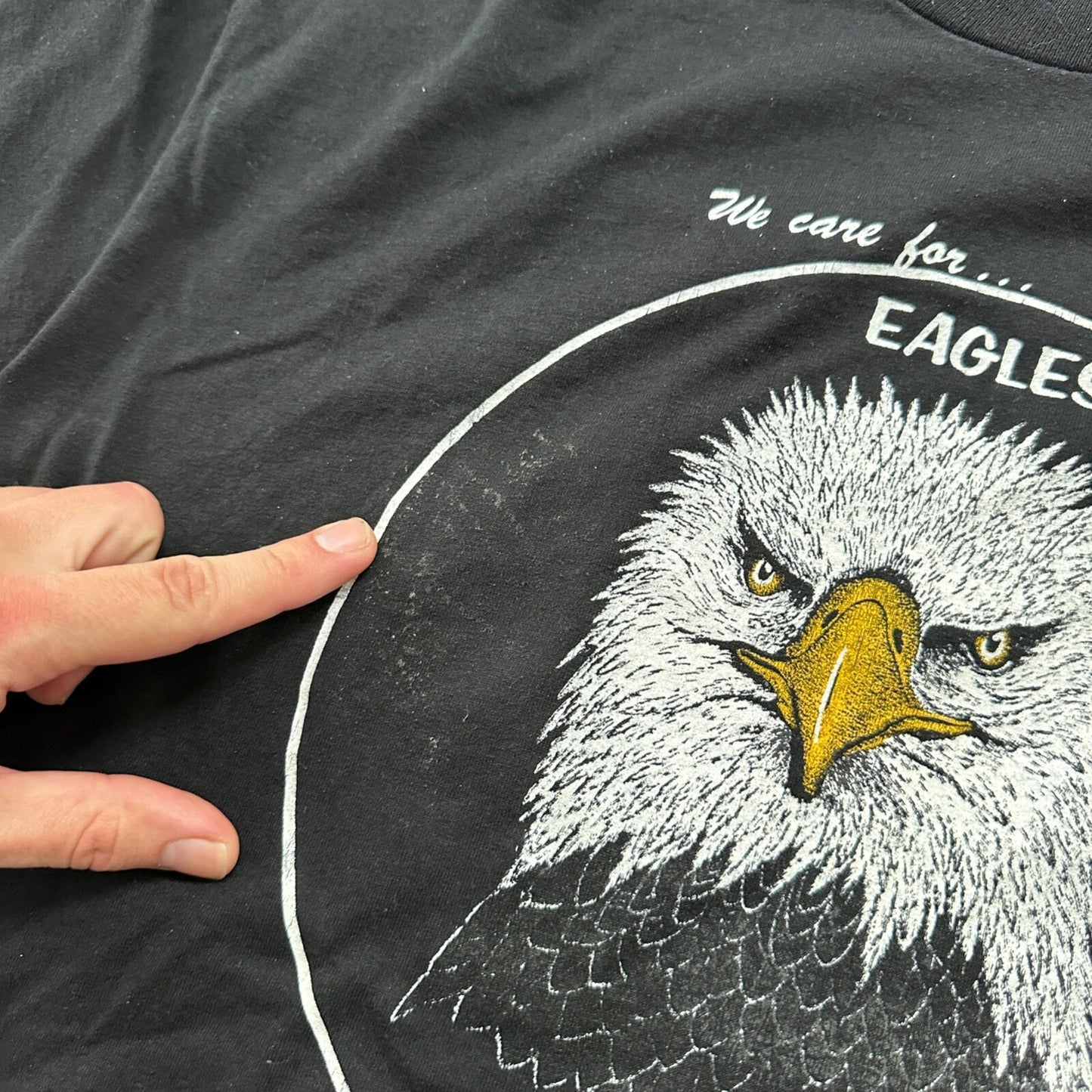 Bald Eagles VTG T Shirt Wildlife Images Hanes USA Single Stitch Black Birds Cool