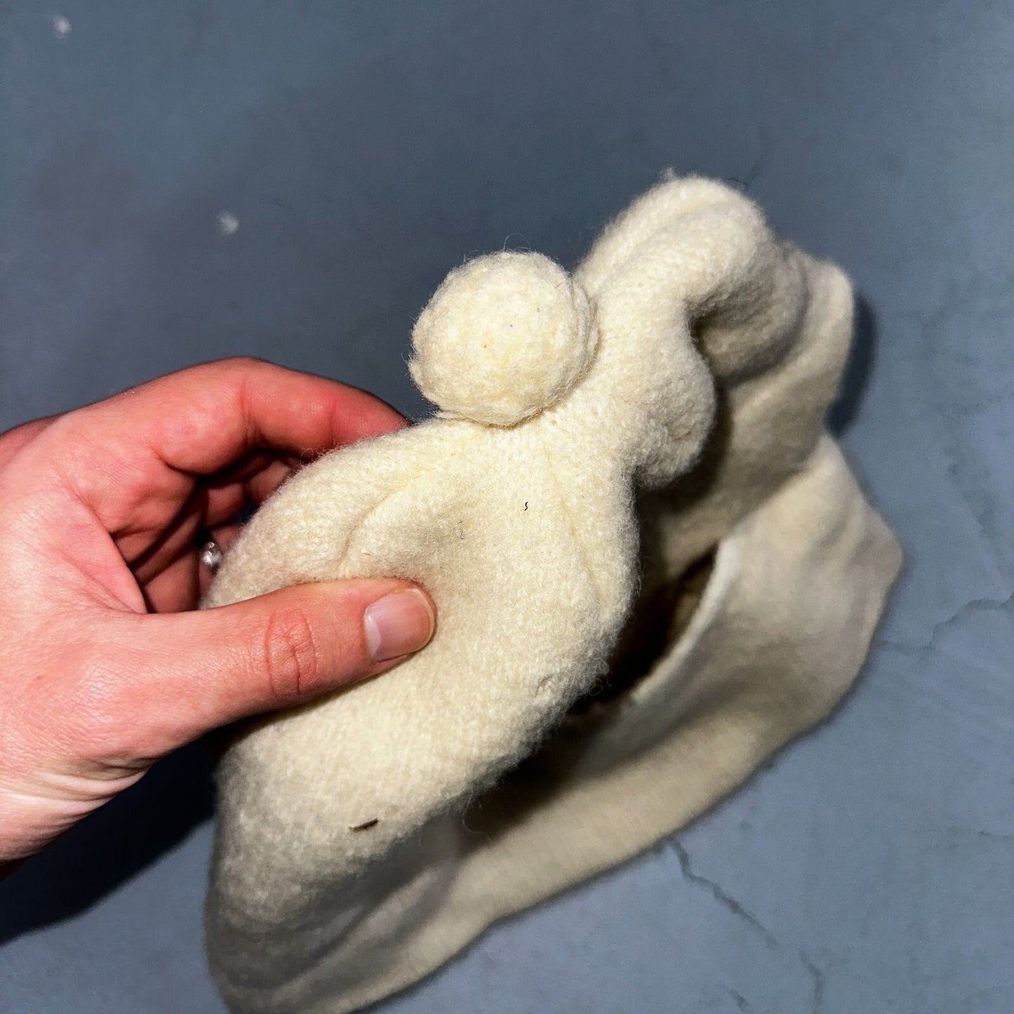 Vintage Ski Mask Small White Cream Balaclava 40s 50s Post WWII Rare Hat Wool