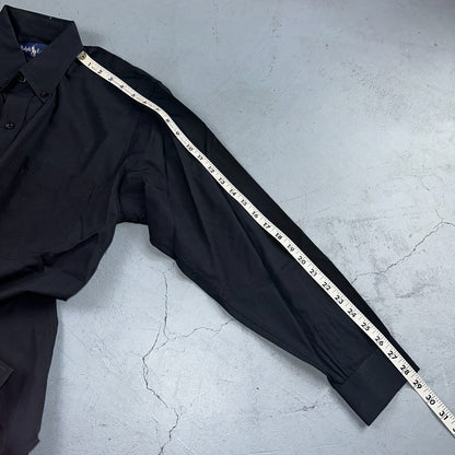 Polo Ralph Lauren Men's Black Solid Classic VTG 100% Cotton Button Shirt 15 32