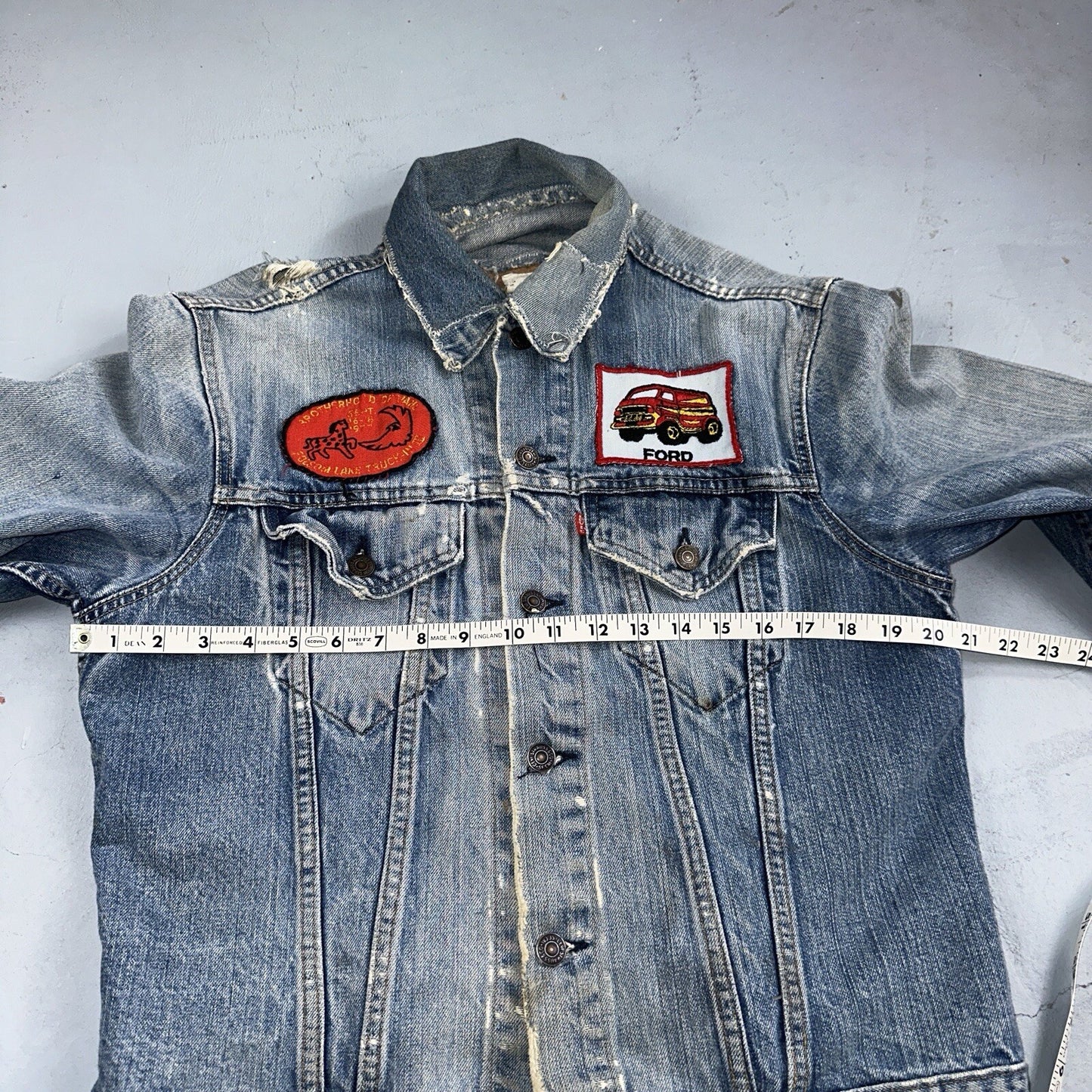 Levis VTG Denim Size 42 Type 3 III Trucker Jean Jacket Thrashed 1970s 70s Patch
