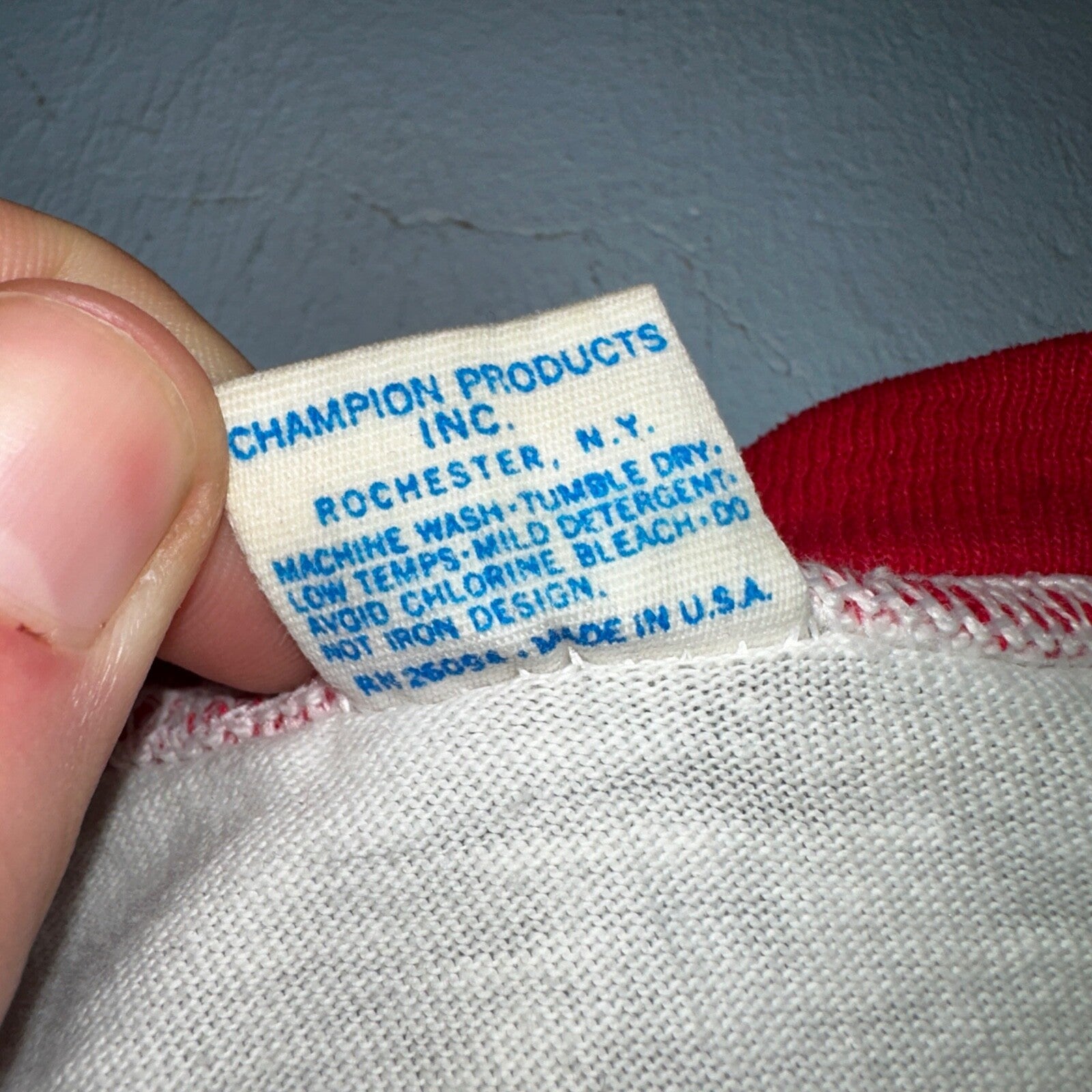 Champion Blue Bar Ringer 70s VTG T Shirt Troutdale Trot Oregon Portland Lion Run