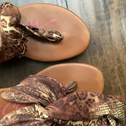 Rock & Candy By Zigi Size 8 Women’s Brown Gold Detailed Cheetah Sandals Wrap