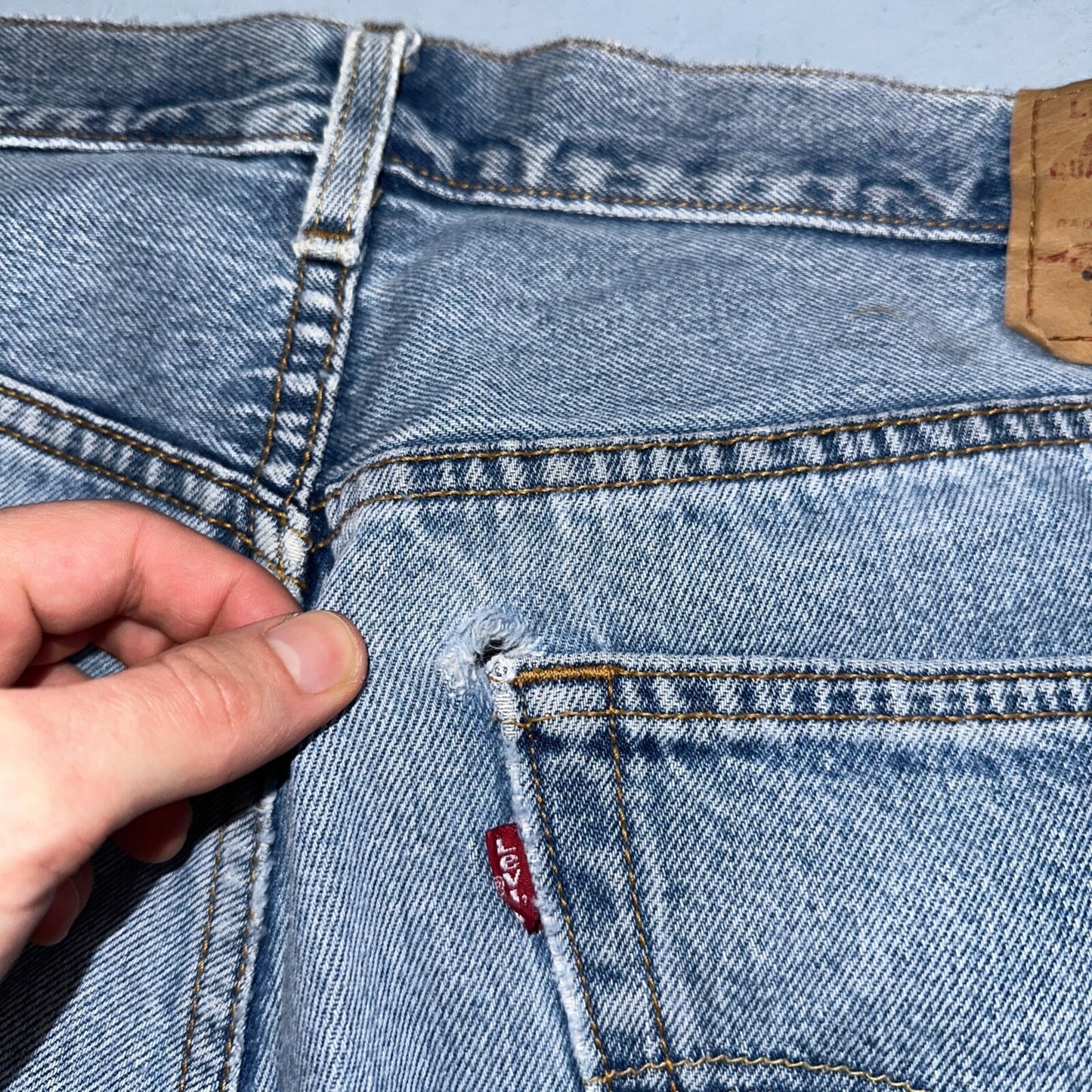 Levis 501 Vintage 90s Mexico Straight Leg Jeans 38x30 Y2K Light Wash Act 37x29