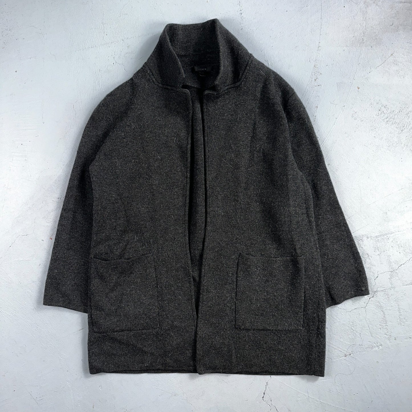 J Crew Sophie Sweater Blazer Womens M Merino Wool Jacket Heather Coal Gray