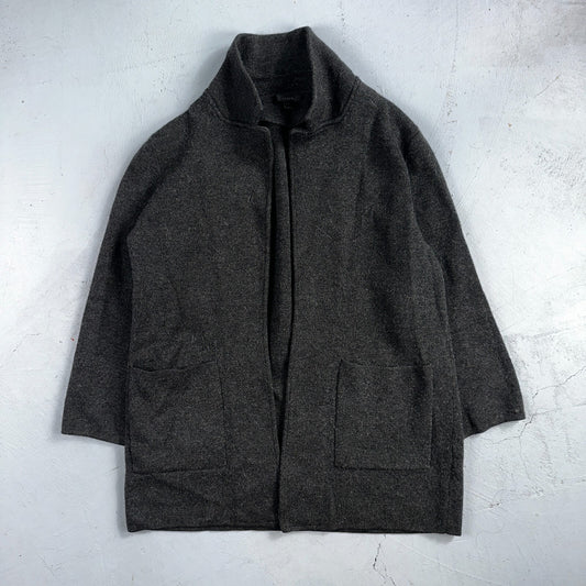 J Crew Sophie Sweater Blazer Womens M Merino Wool Jacket Heather Coal Gray