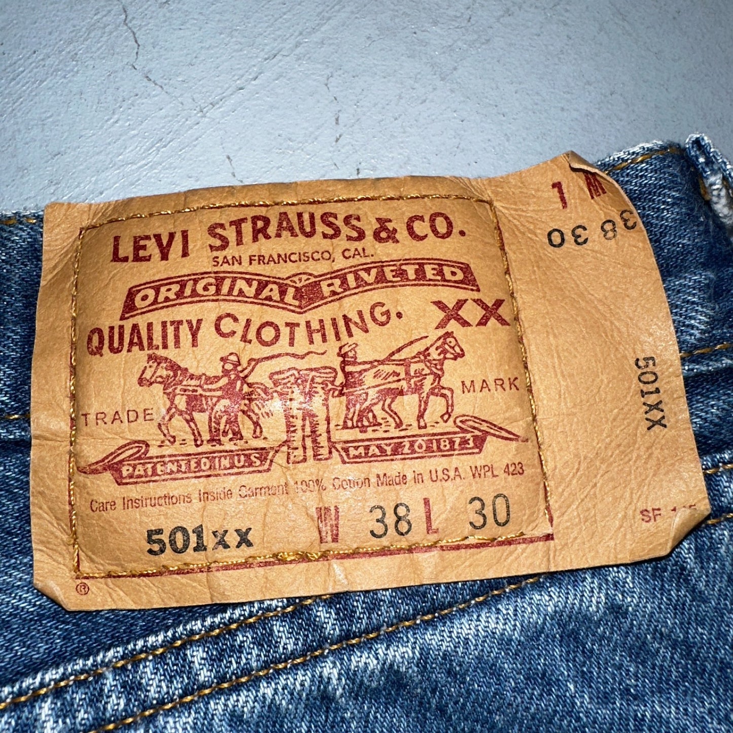 Levis 501 Vintage 90s USA XX Straight Leg Jeans Blue Med Wash 38x30 Act 36x27