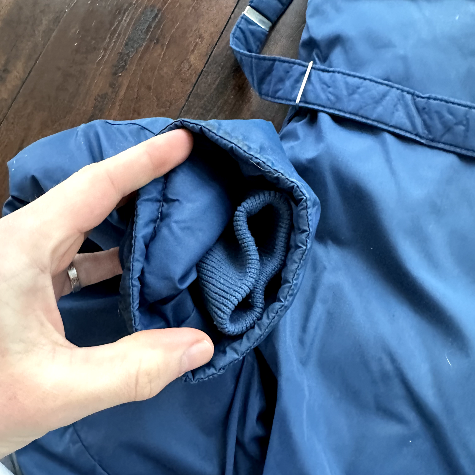 Vintage Tempco Goose Down Puffer Coat Mens S Blue Insulated Hooded Jacket