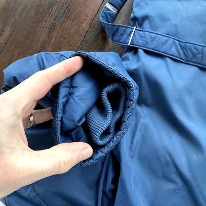 Vintage Tempco Goose Down Puffer Coat Mens S Blue Insulated Hooded Jacket