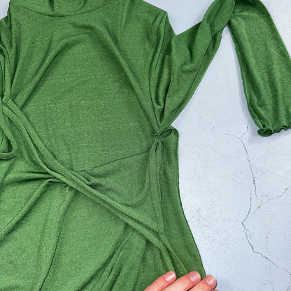 Topshop Women's Maxi Dress S Green Polyester Elastane Maxi Long Mock Neck