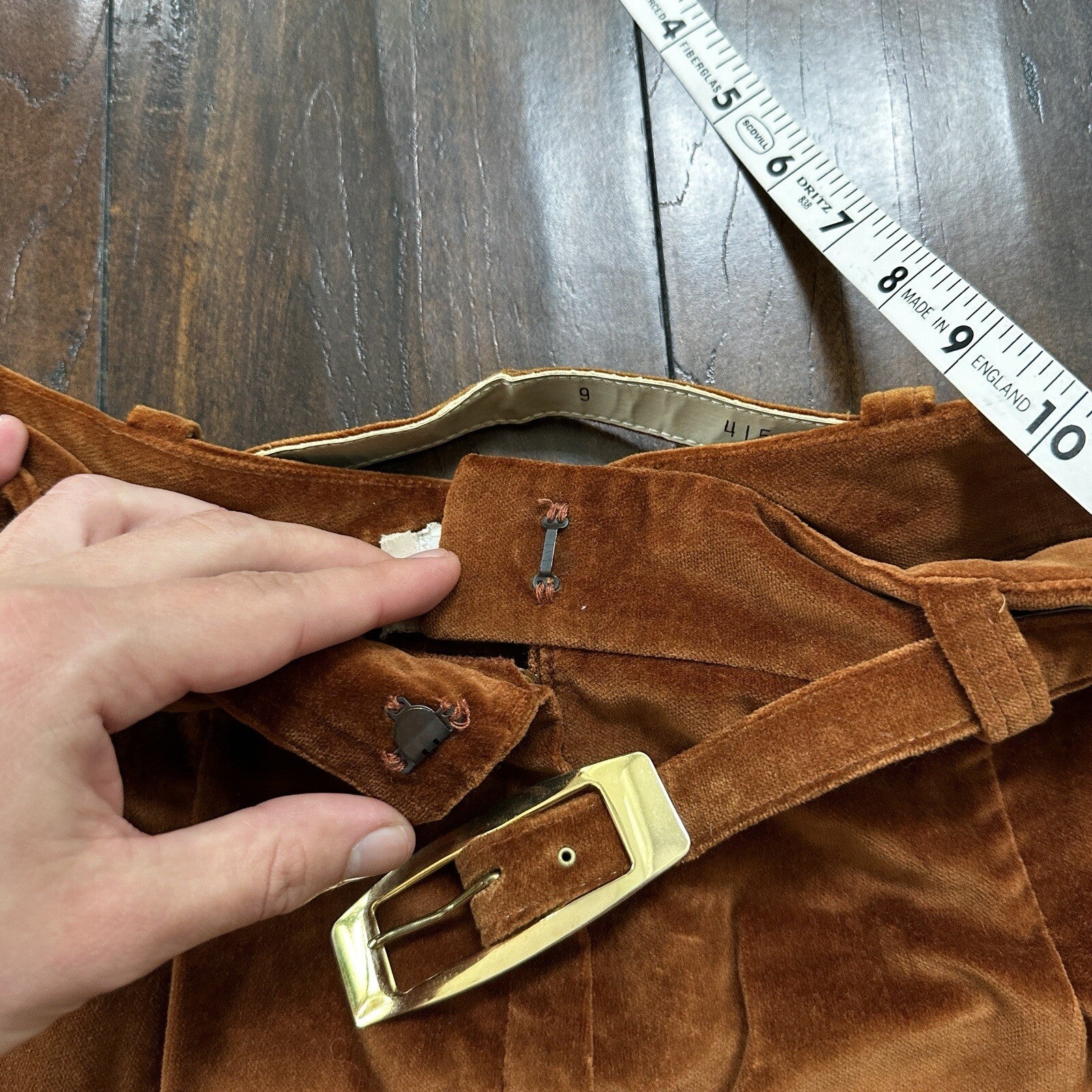 VTG Alpaq California 1970s Pants 26x31 Brown Velour High Waist Flair Rockabilly