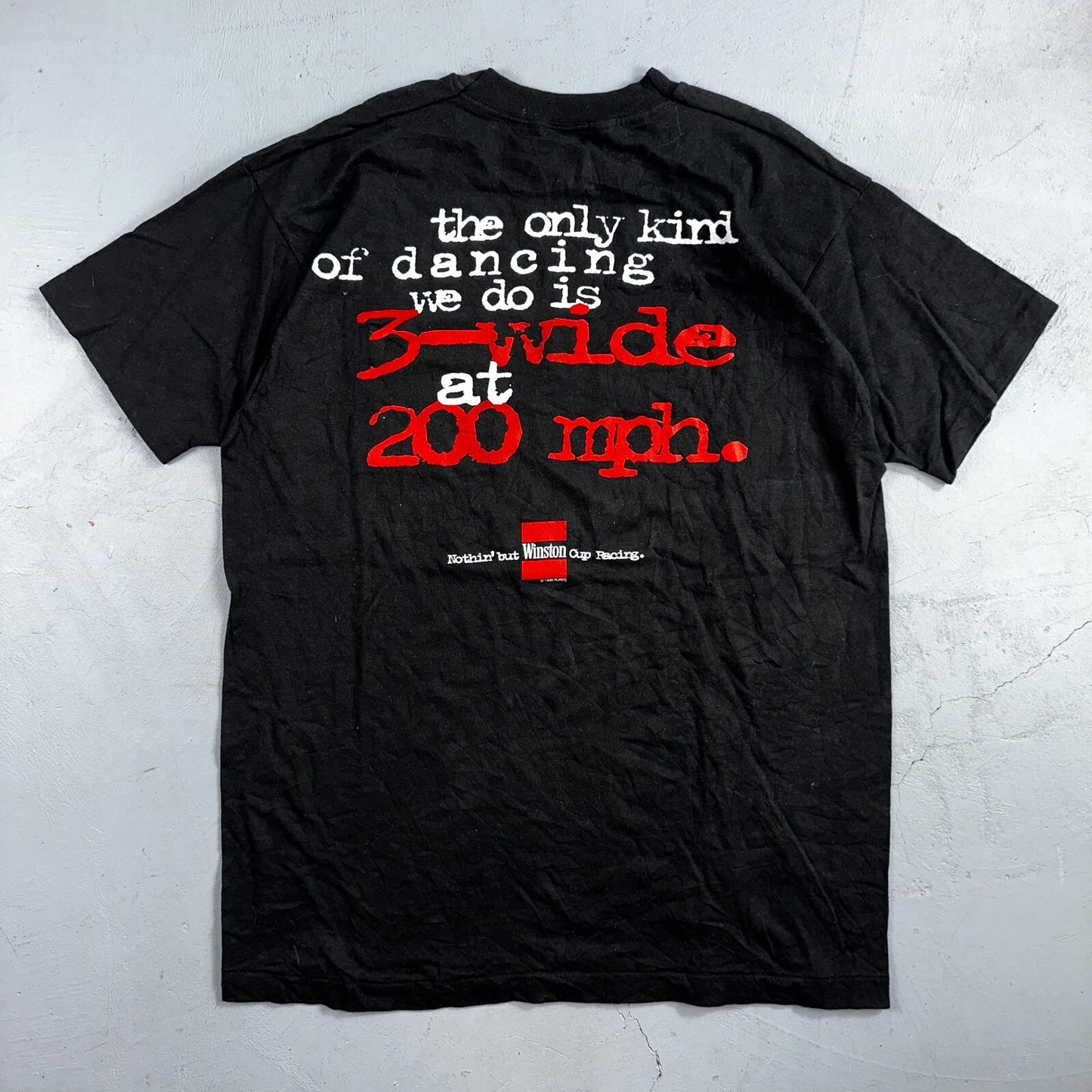 Nascar Racing FOTL 90s VTG T Shirt Winston Cup Fast Cars MPH Text XL Quote Black