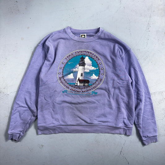 Oregon Newport Art Painting VTG 90s Crewneck Sweatshirt 1990s Purple Lighthouse