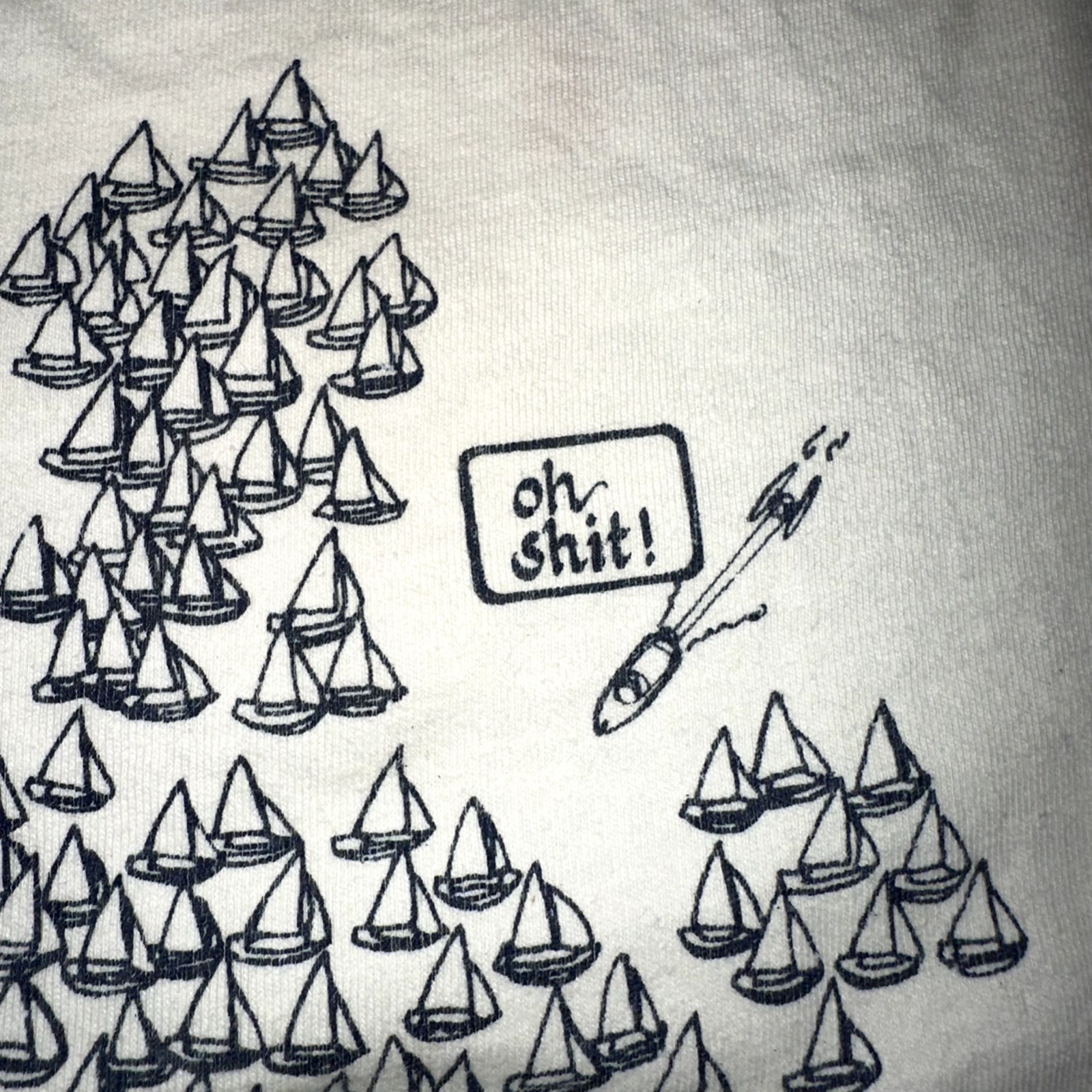 Hanes Sailing Boats Vintage T Shirt Beefy Blank Funny Humor Fisherman Sail Ship