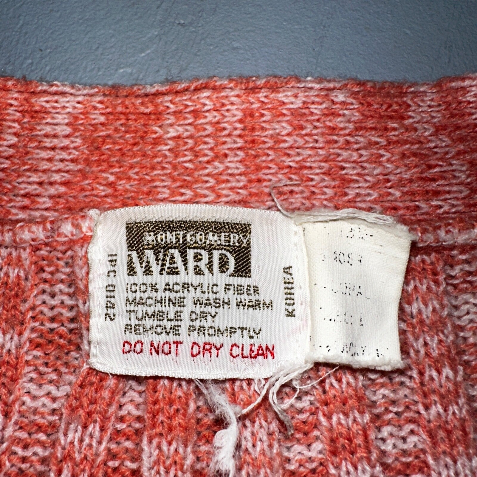 Vintage Montgomery Ward Pink Knit Cardigan Women’s 70s 80s Korea Acrylic