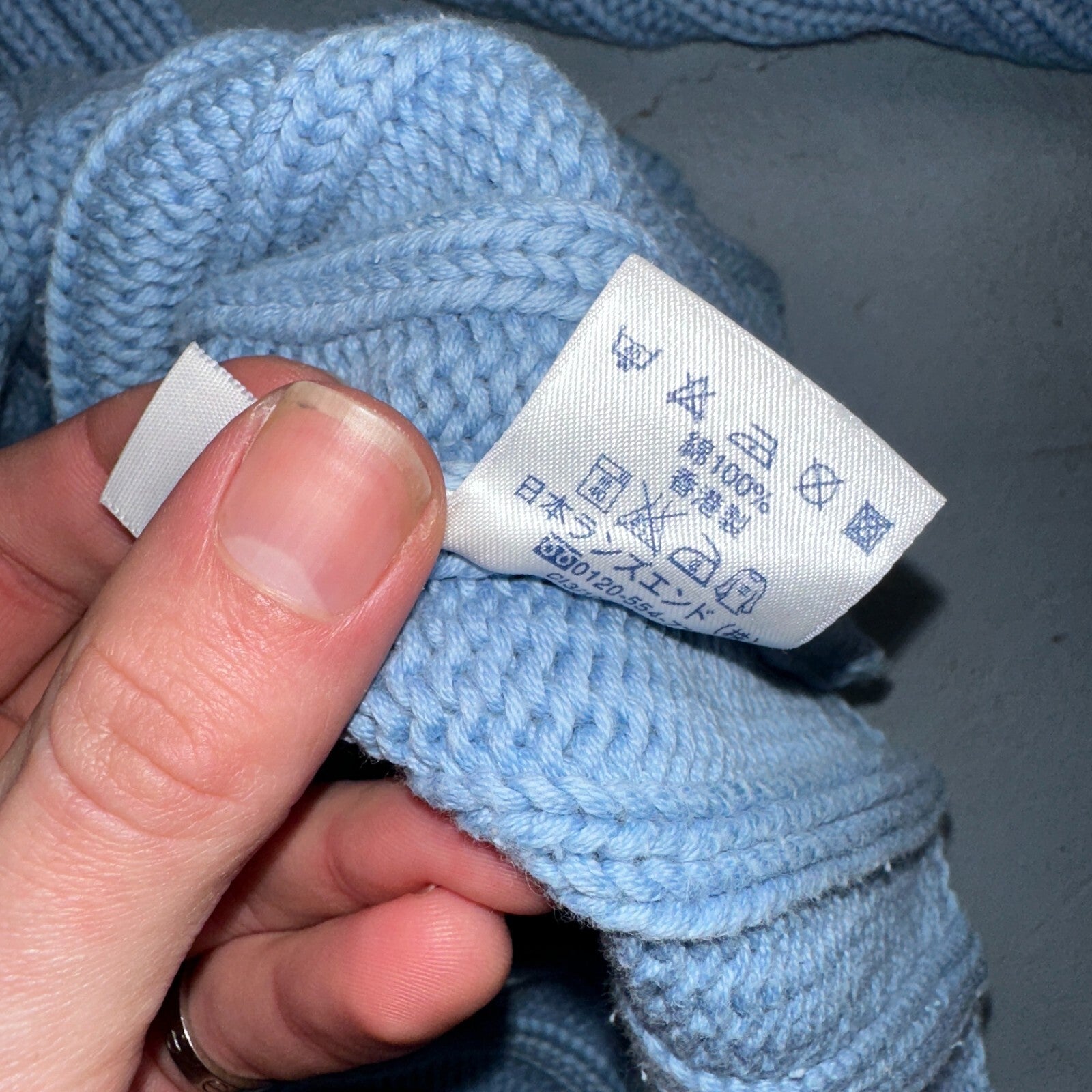 Vintage 90s Lands End 100% Cotton Chunky Ribbed Knit High Neck Sweater Size L