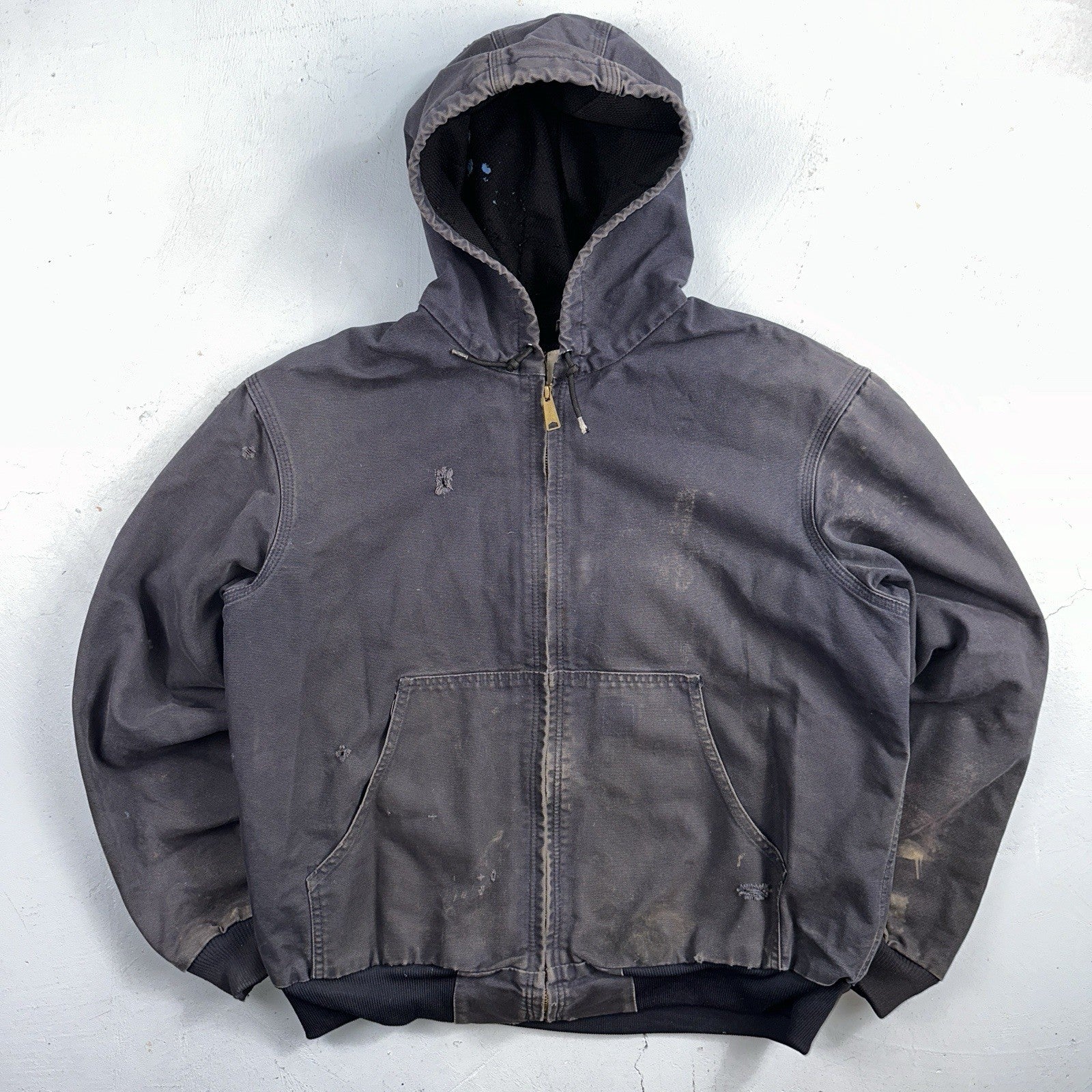Carhartt Jacket VTG Mens Large Purple Hooded Distressed Bomber J208 MDT Thrashed
