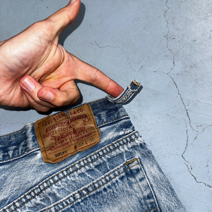 Levis 501 Vintage 90s USA XX Straight Leg Jeans 33x36 Light Wash Act 30x30