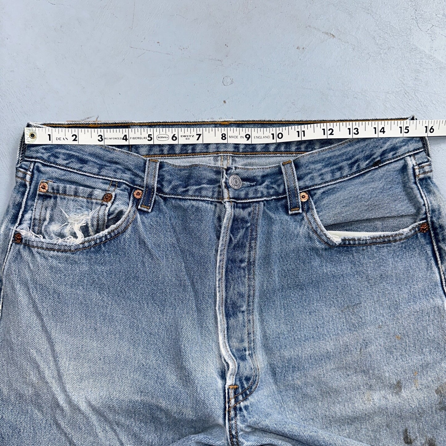 Levis 501 Vintage 90s USA XX Straight Leg Jeans 34x34 Blue Light Wash Act 31x32