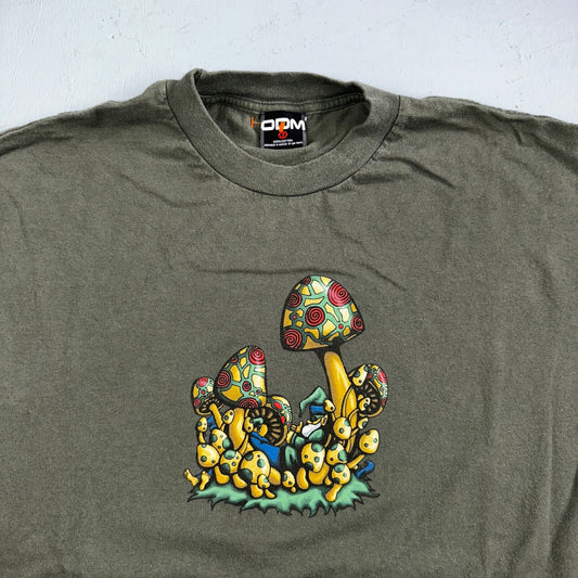 ODM Mushroom Trip VTG T Shirt Y2K Grunge Punk Rock Graphic Art Promo Shrooms
