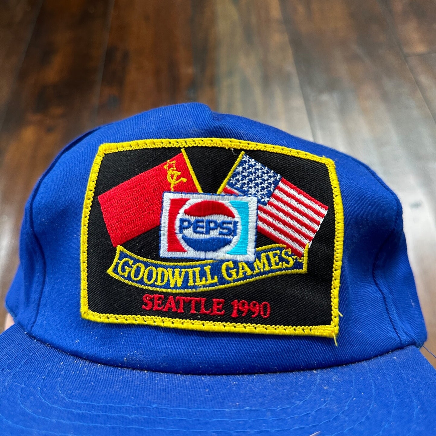 Goodwill Games Seattle 1990 VTG Hat Cap Snapback Blue Bins Pepsi USA