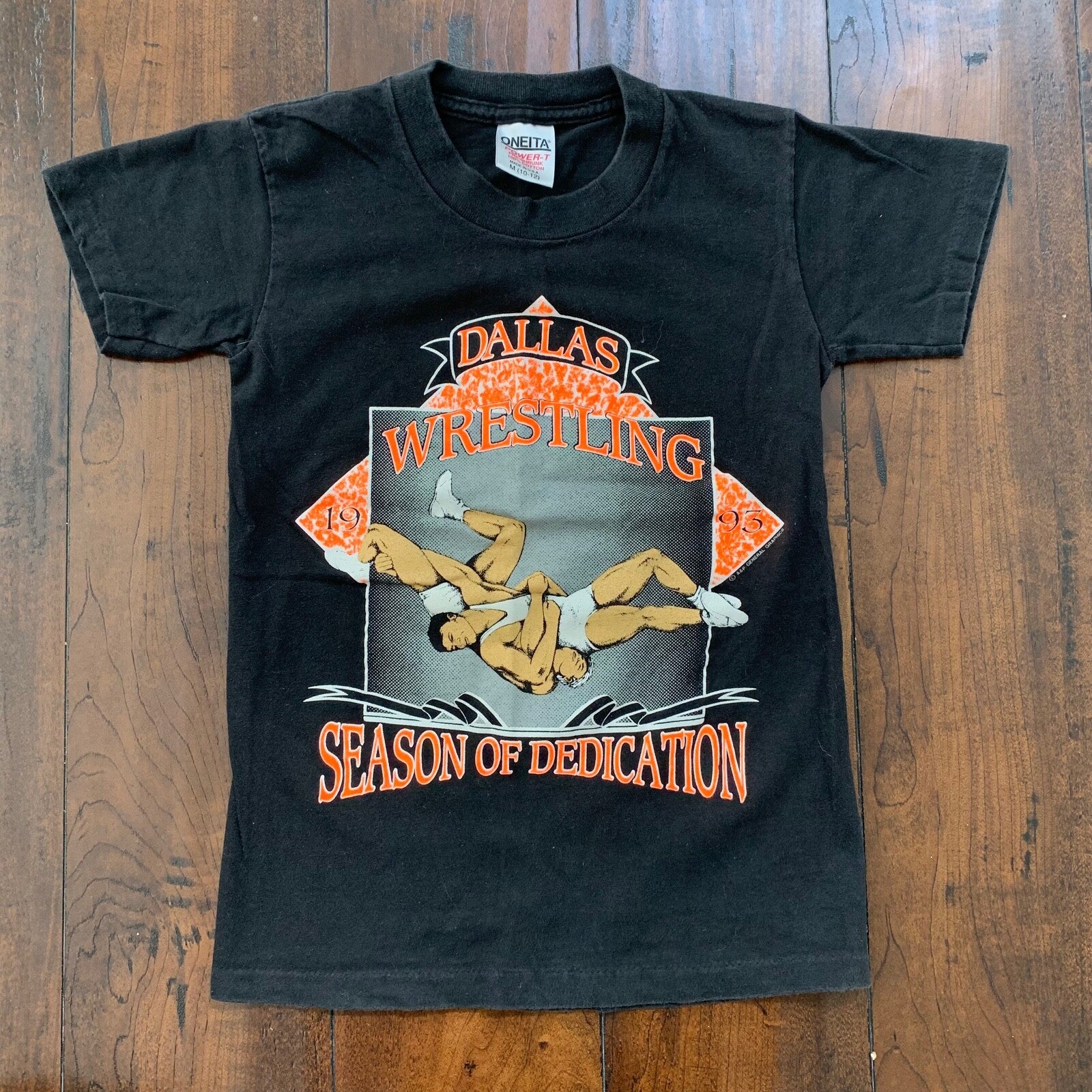 Oneita KIDS Dallas Wrestling Fight Vintage T Shirt Dallas Oregon Texas Boys M
