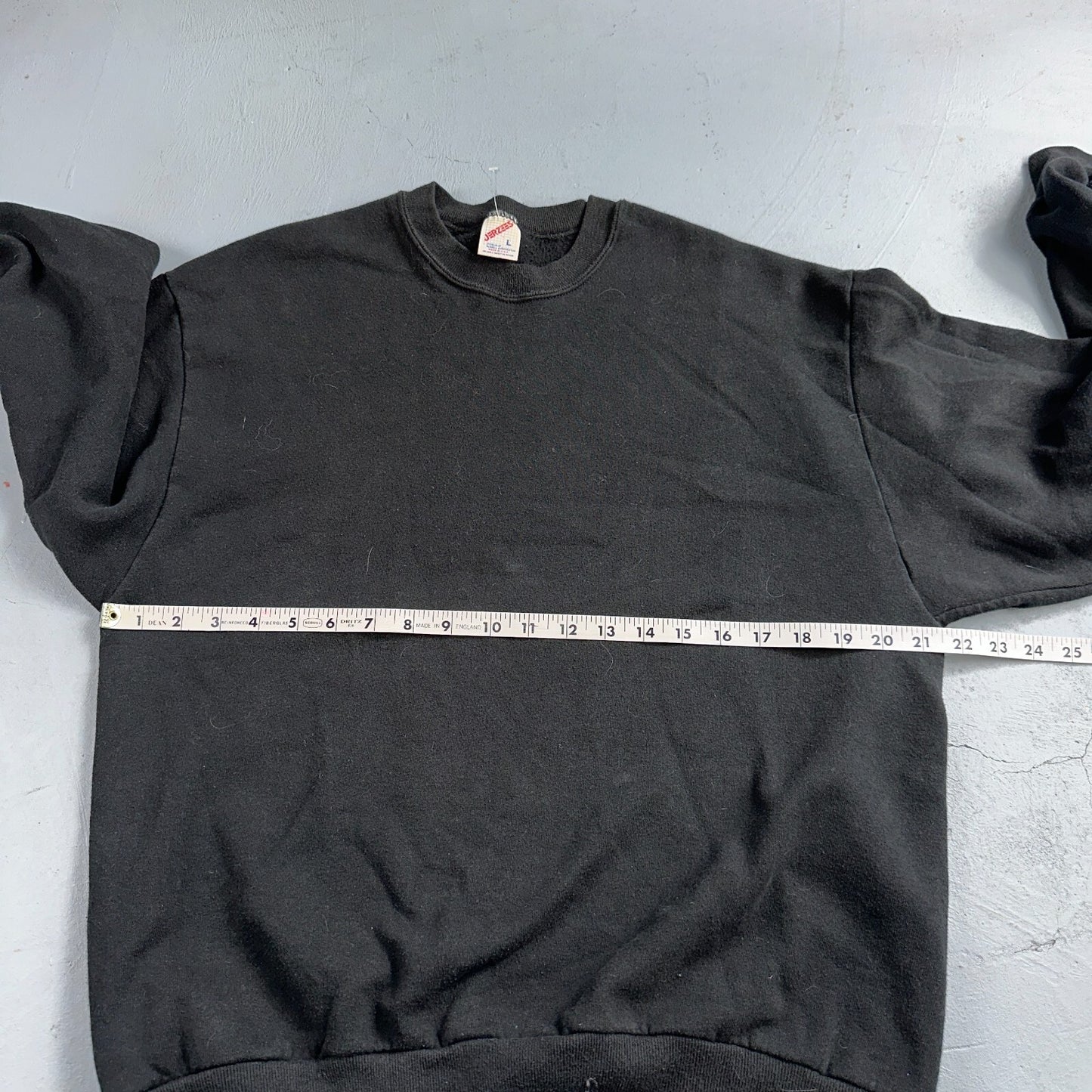 JERZEES Blank Black VTG Crew Neck Sweatshirt Black 90s No Graphic Basic L USA