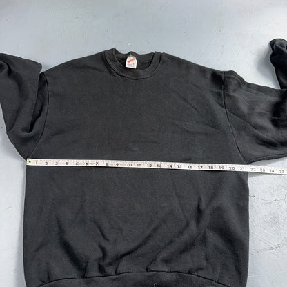 JERZEES Blank Black VTG Crew Neck Sweatshirt Black 90s No Graphic Basic L USA