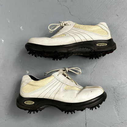 Ecco Shoes Womens 37 Soft Cleat Golf Sneakers Lace Up White Leather Comfort