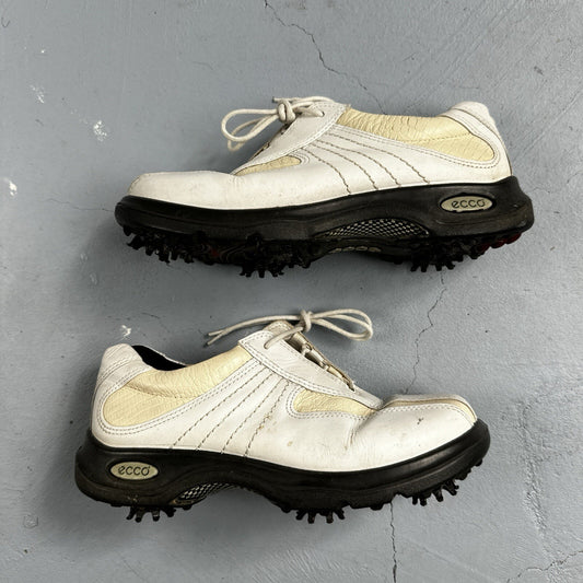 Ecco Shoes Womens 37 Soft Cleat Golf Sneakers Lace Up White Leather Comfort