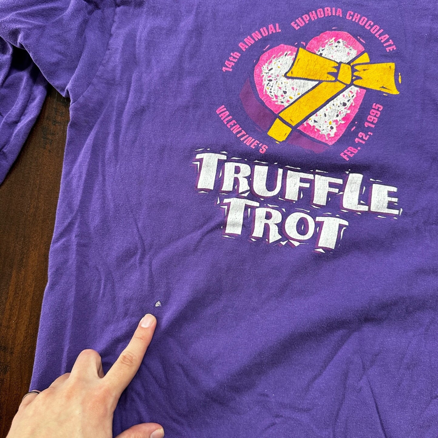 Oregon Truffle Trot Eugene VTG T Shirt Purple Long Sleeve Hanes Love Valentine