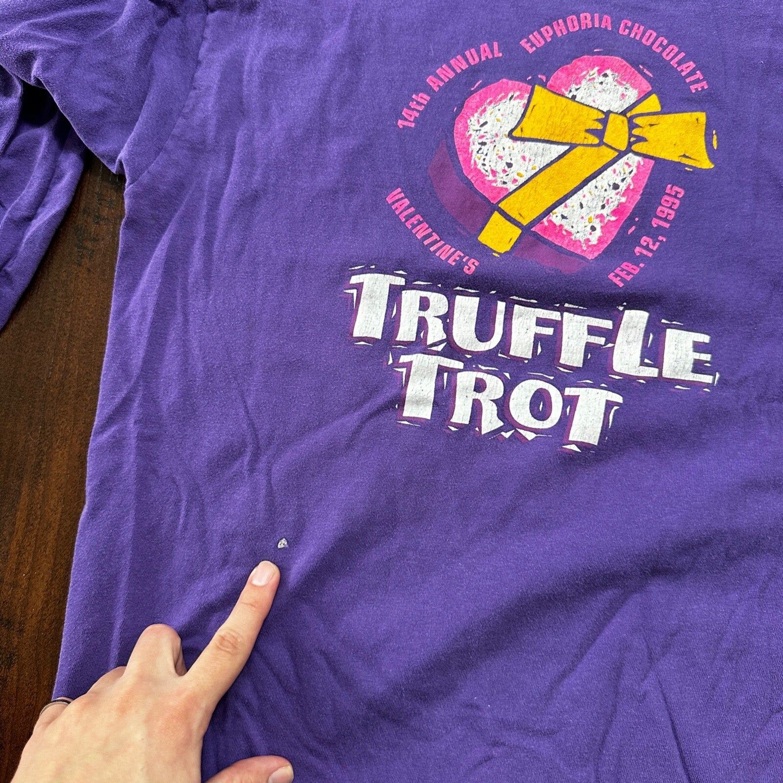 Oregon Truffle Trot Eugene VTG T Shirt Purple Long Sleeve Hanes Love Valentine