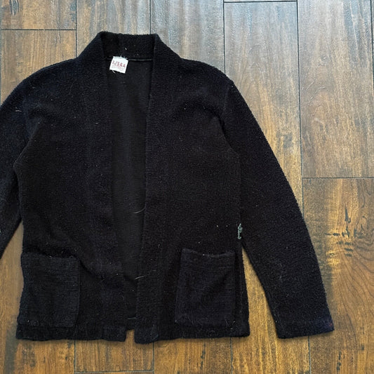 Vintage 60's Full Fashioned Acrylic Knit Cardigan Sweater Black Woman Size Small