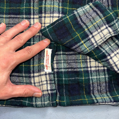 Pendleton VTG Men's Board Shirt Medium Loop Collar USA Wool Woolen Plaid Green