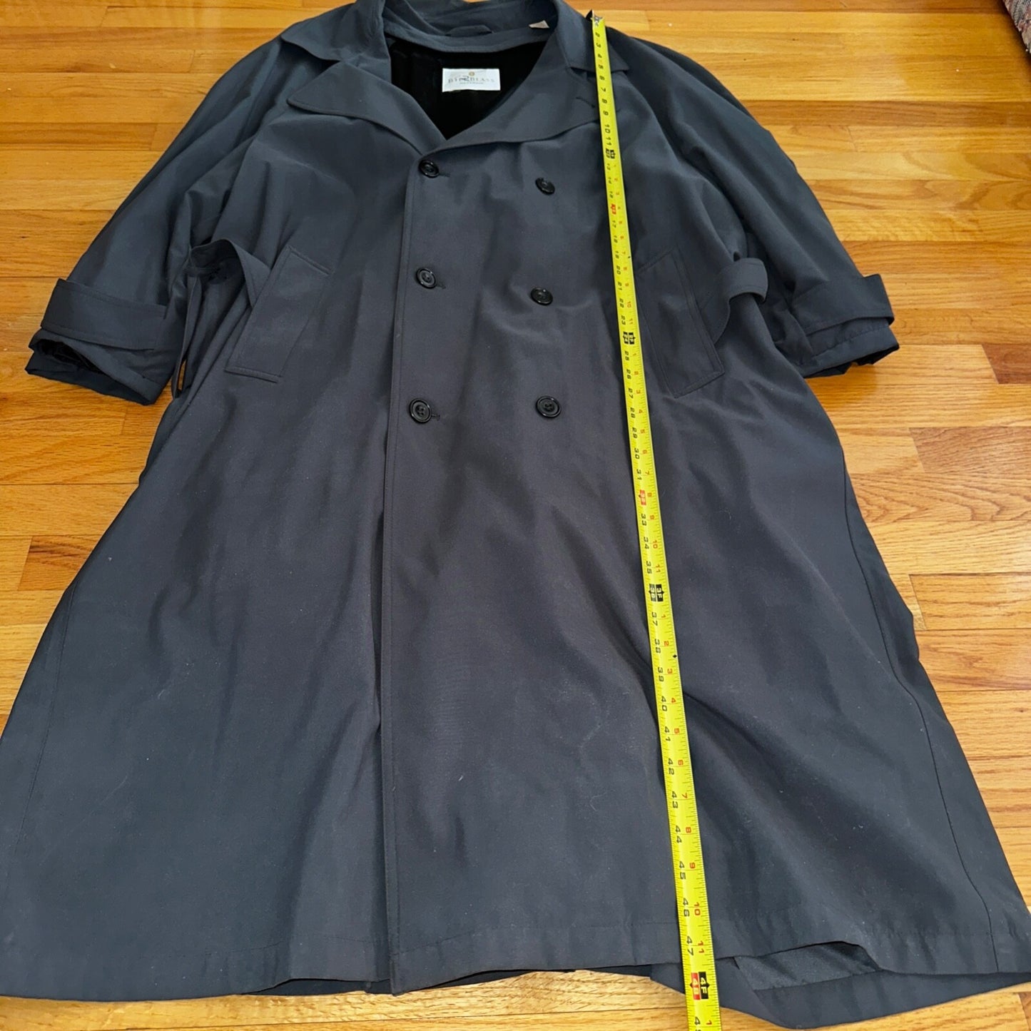 Bill Blass Menswear Trench Coat 46R Removable Liner Long Belted Overcoat VTG