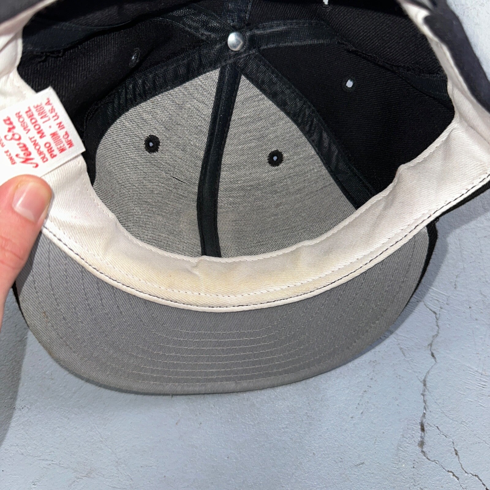 VTG P Pittsburgh Pirates Hat Cap Men Black New Era Pro Model 80s USA Green Bill