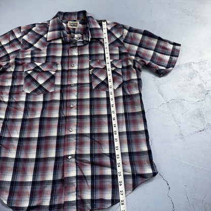 Levis VTG 1980s Pearl Snap Button Shirt Mens L Plaid 80s Cowboy Shirt Korea SS