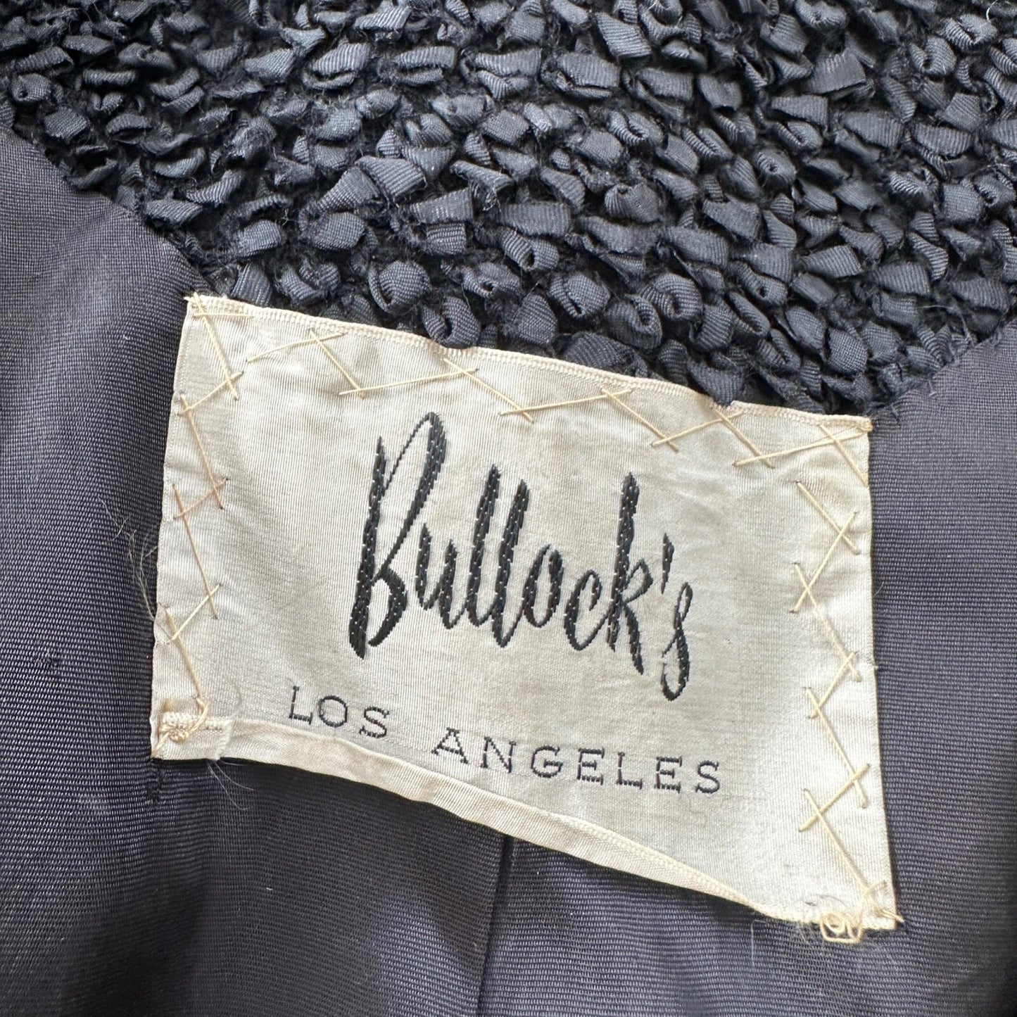VTG 1960s Bullock’s Womens Shrug Coat Jacket Cute Fall Poly Black Rockabilly 60s