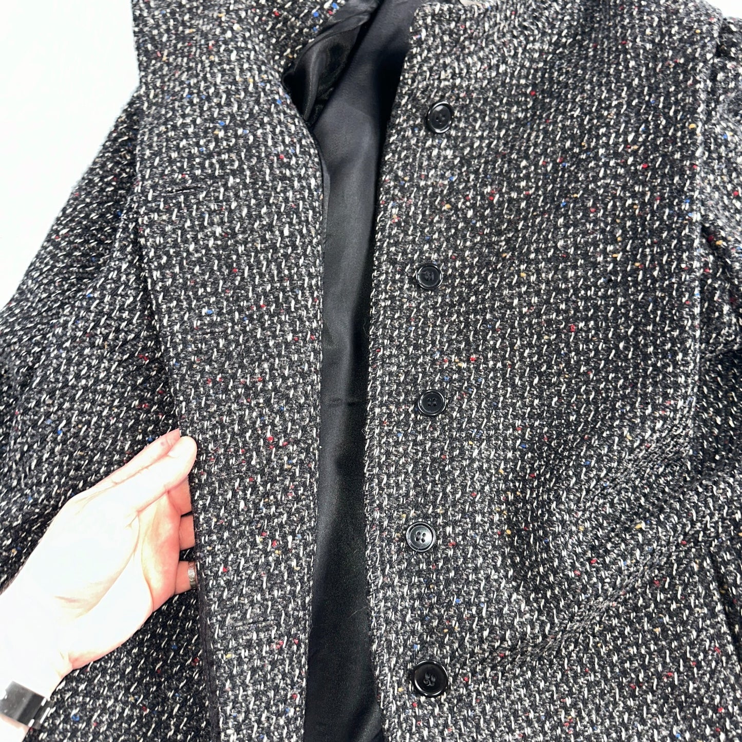 Sherwood of Ohio Jacket Pea Coat 1970s Cloak USA 70s Rockabilly Speckle Wool