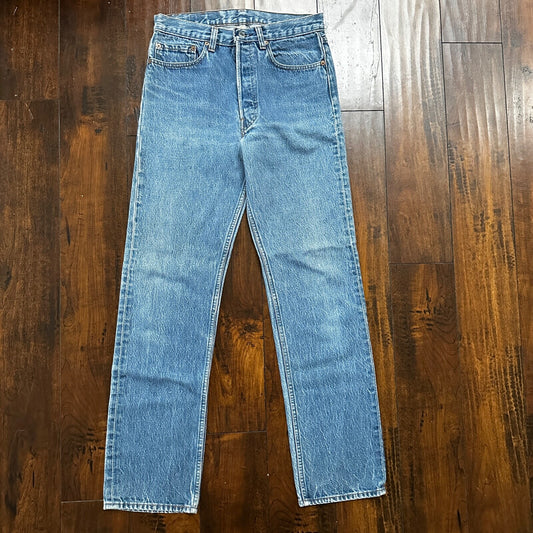 VTG 80s Levis 501 Button Fly 32x36 USA Tag Jeans Straight Wash Blue XX Act 29x32
