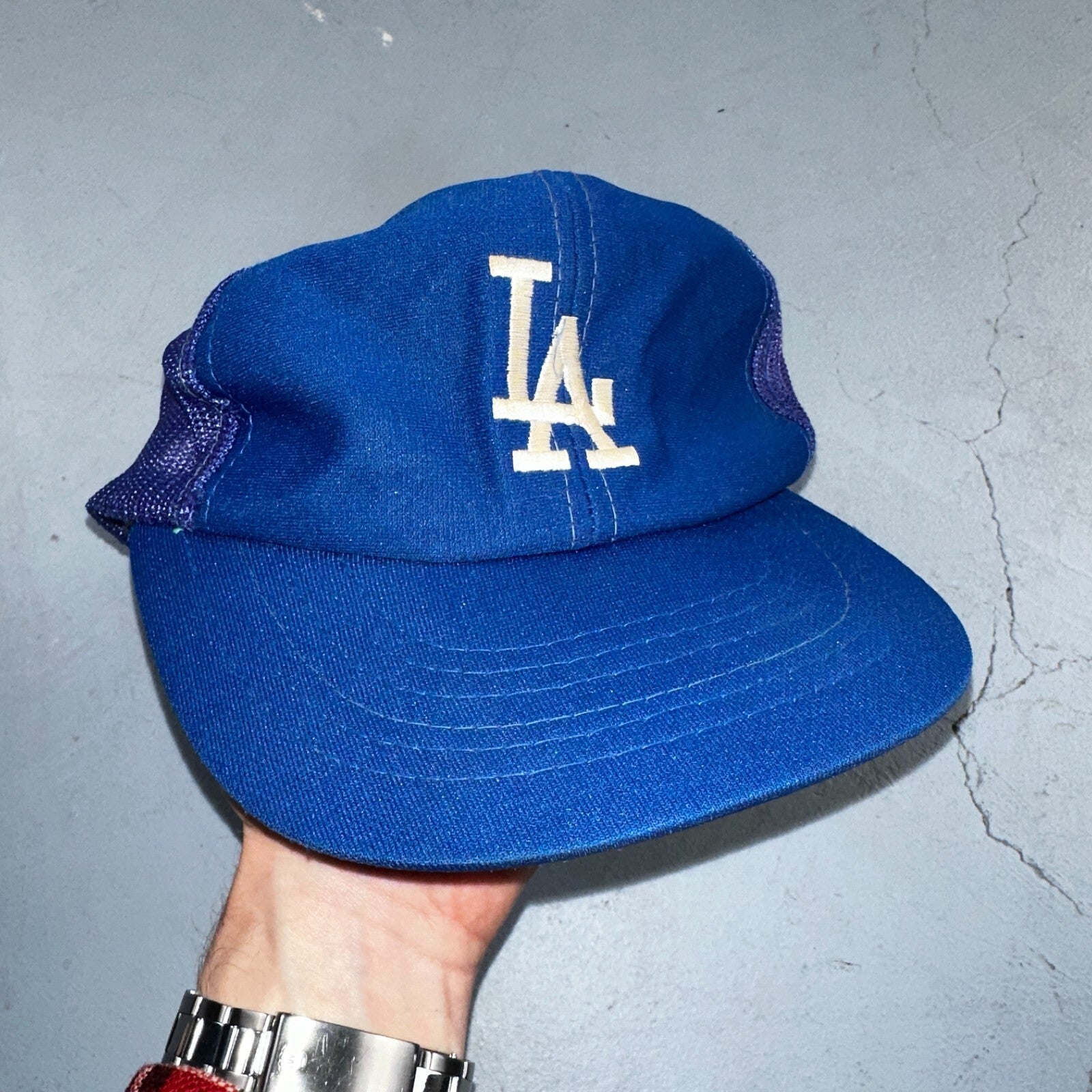 Los Angeles Dodgers VTG Hat Cap Snapback 80s MLB Mesh Green Trucker Blue LA