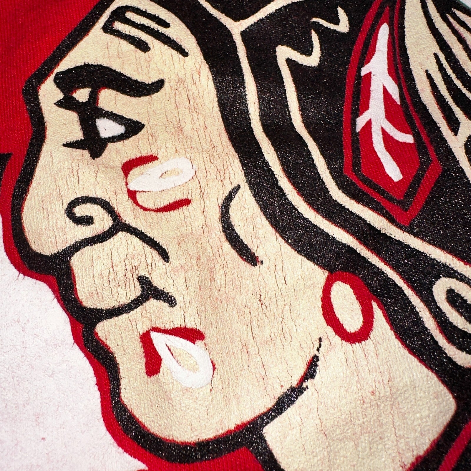 Chicago Blackhawks 1980s VTG T Shirt Single Stitch Red Screen Stars Medium 80s