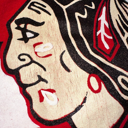 Chicago Blackhawks 1980s VTG T Shirt Single Stitch Red Screen Stars Medium 80s