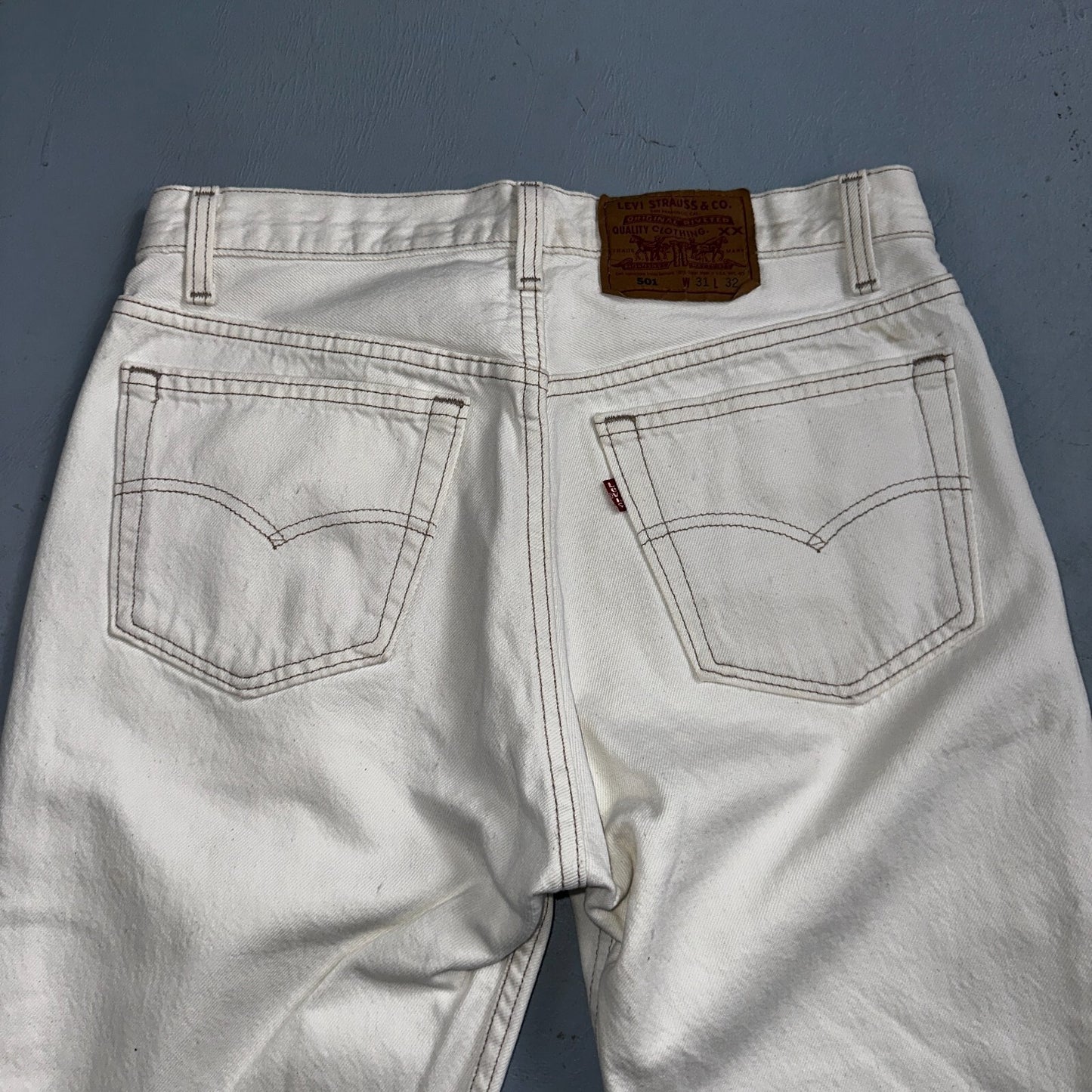 Levis 501 Vintage 90s USA XX Straight Leg Jeans White Light Wash 31x32 Act 30x30